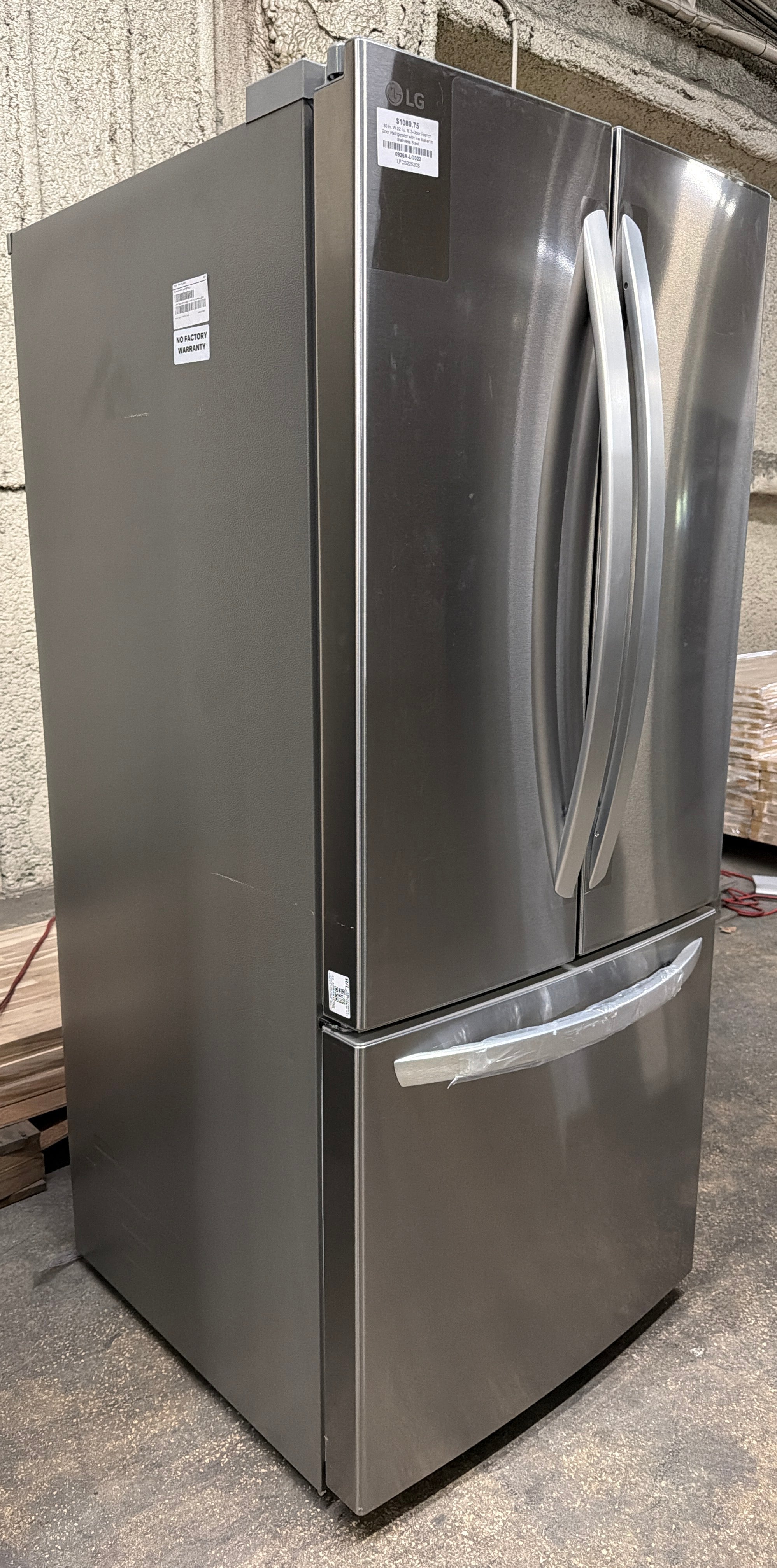 30 in. W 22 cu. ft. 3-Door French Door Refrigerator with Ice Maker in Stainless Steel