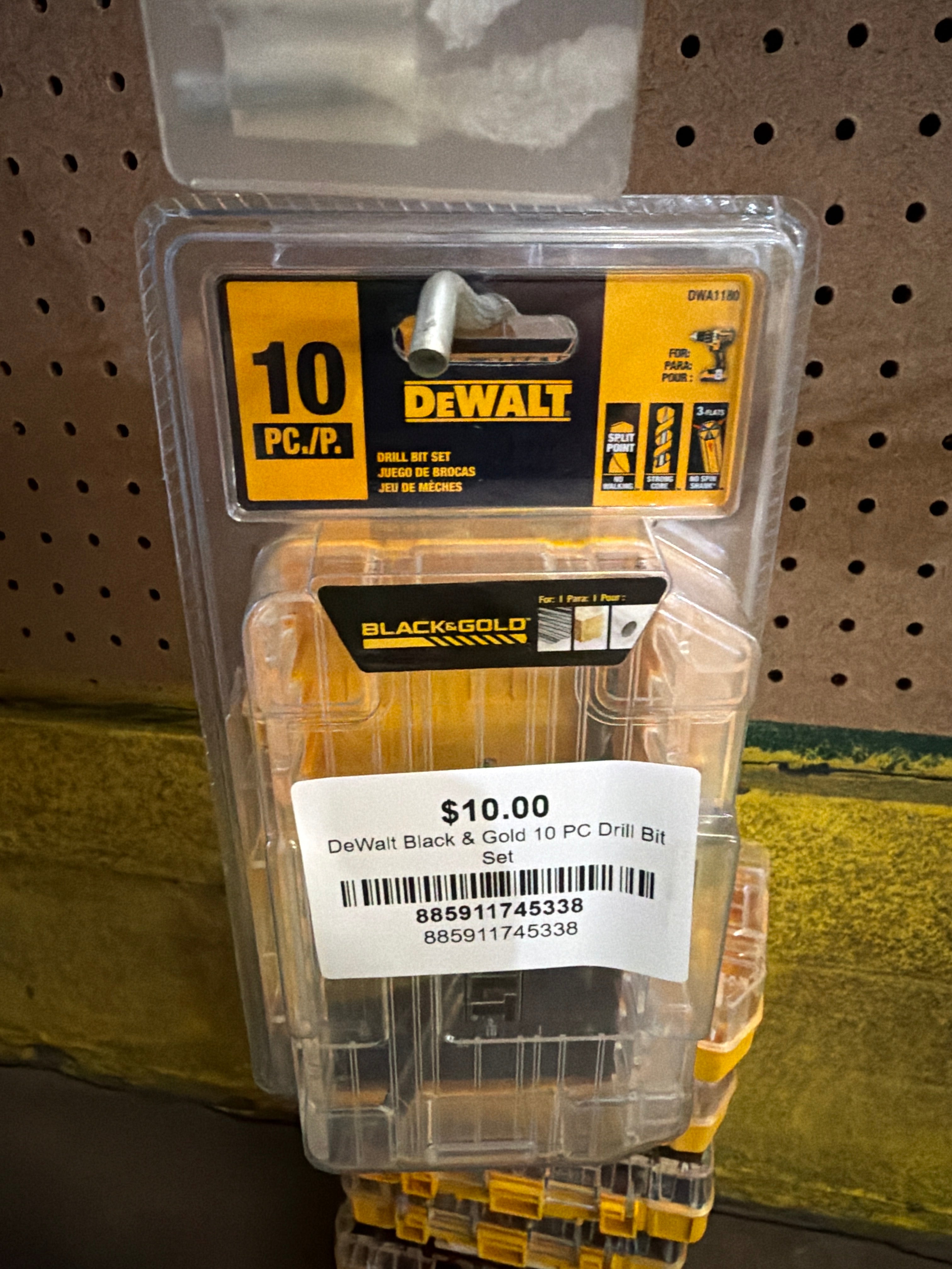 DeWalt Black & Gold 10 Piece Drill Bit Set