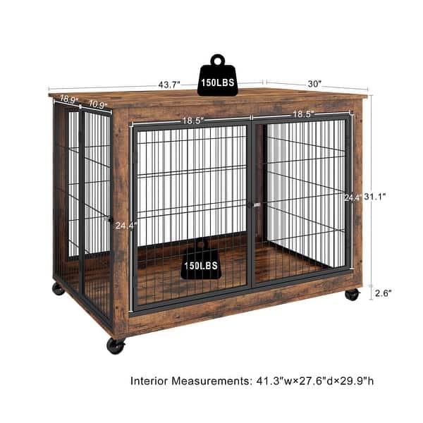 Furniture Style Dog Crate Side Table on Wheels