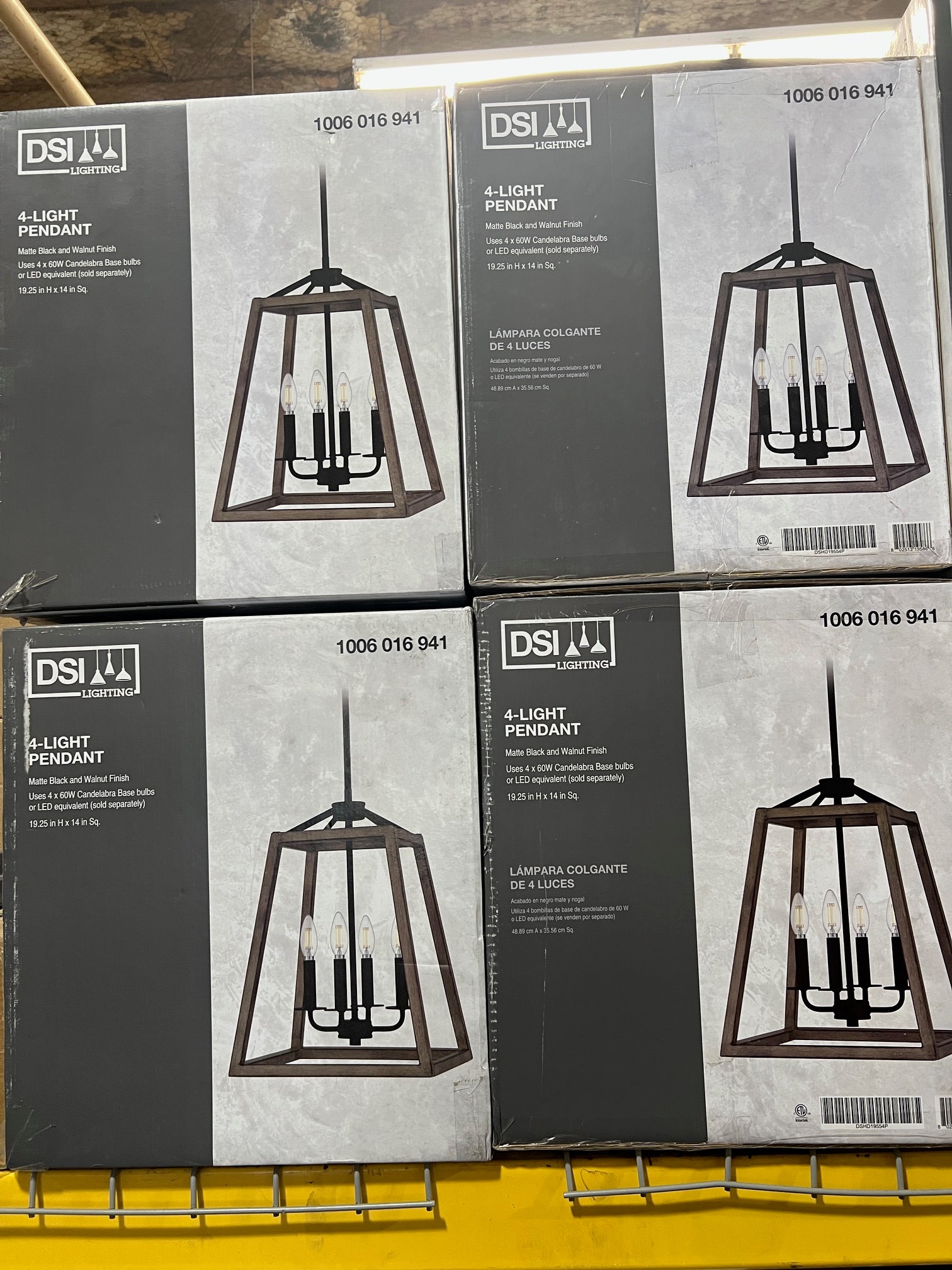 DSI Lighting Roadhouse 4 Light Pendant - Matte Black & Walnut
