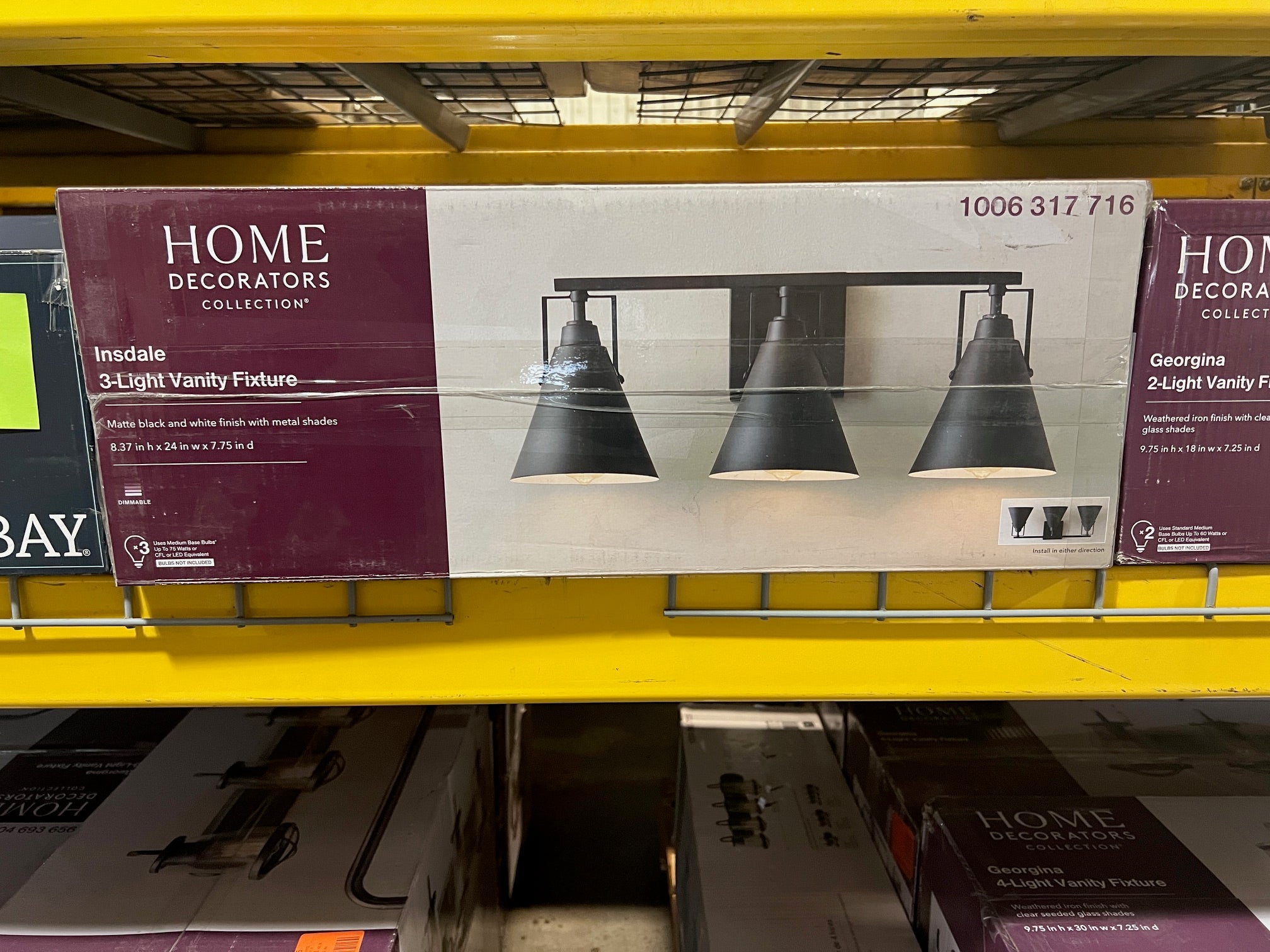 Home Decorators Collection Insdale 3 Light Vanity Fixture - Matte Black