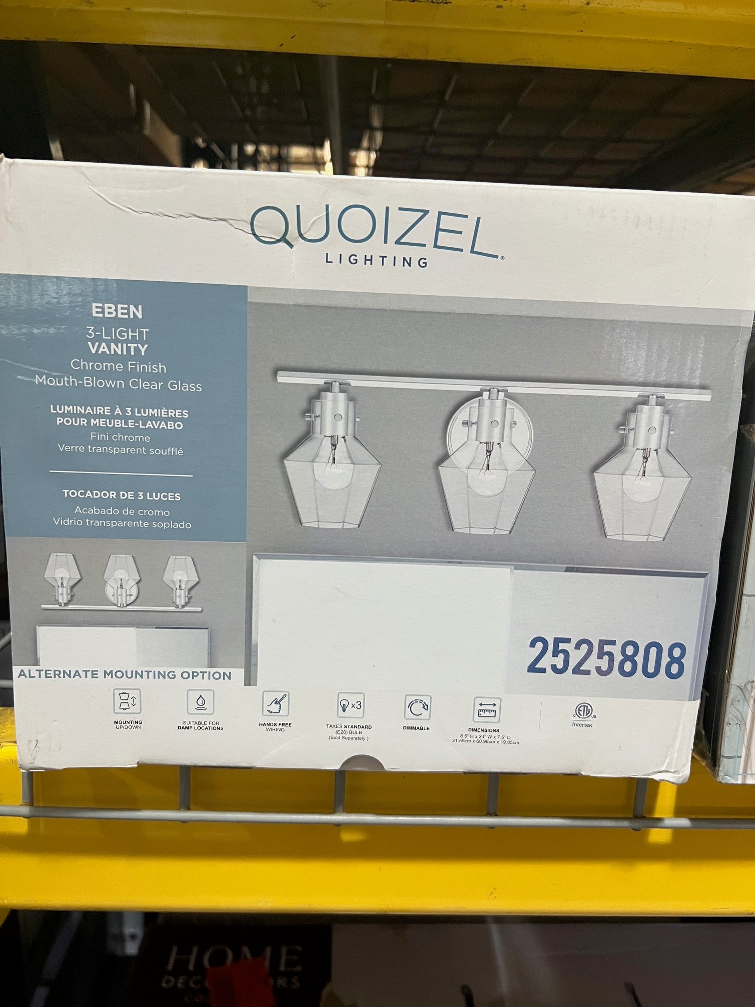 Quoizel Eben 3 Light Vanity - Chrome