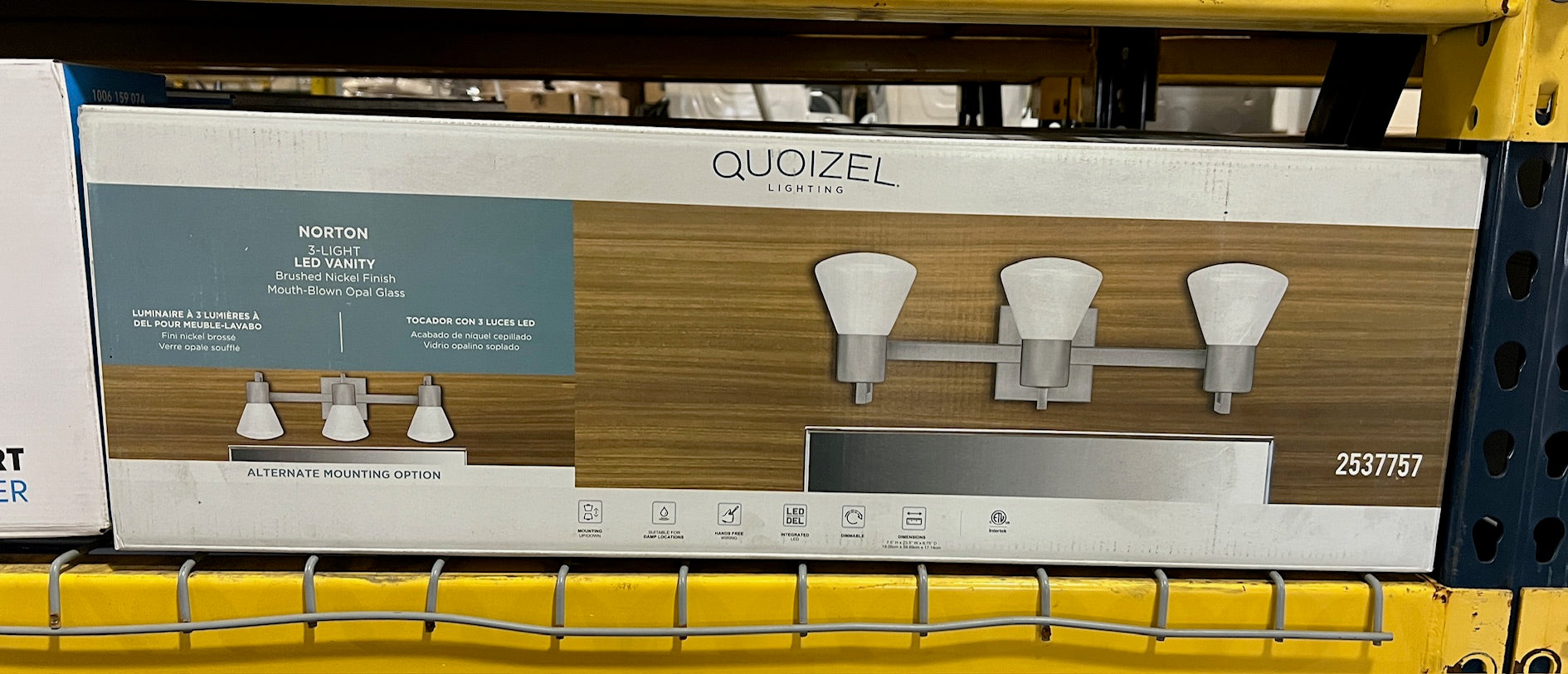 Quoizel Norton 3 -Light Brushed Nickel Integrated LED Transitional Vanity light