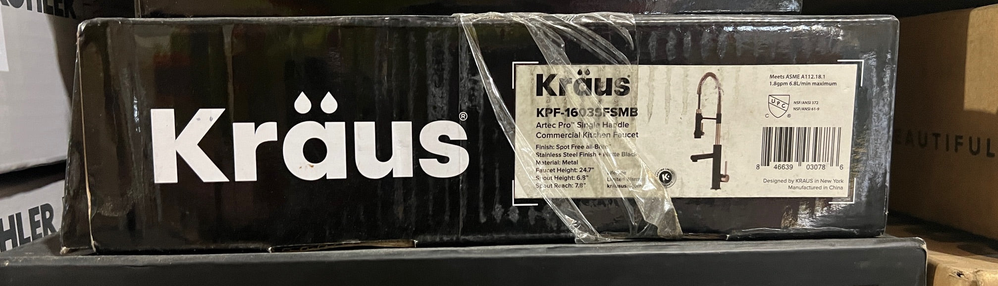 Kraus Artec Pro Single Handle Commercial Kitchen Faucet Stainless Steel and Matte Black