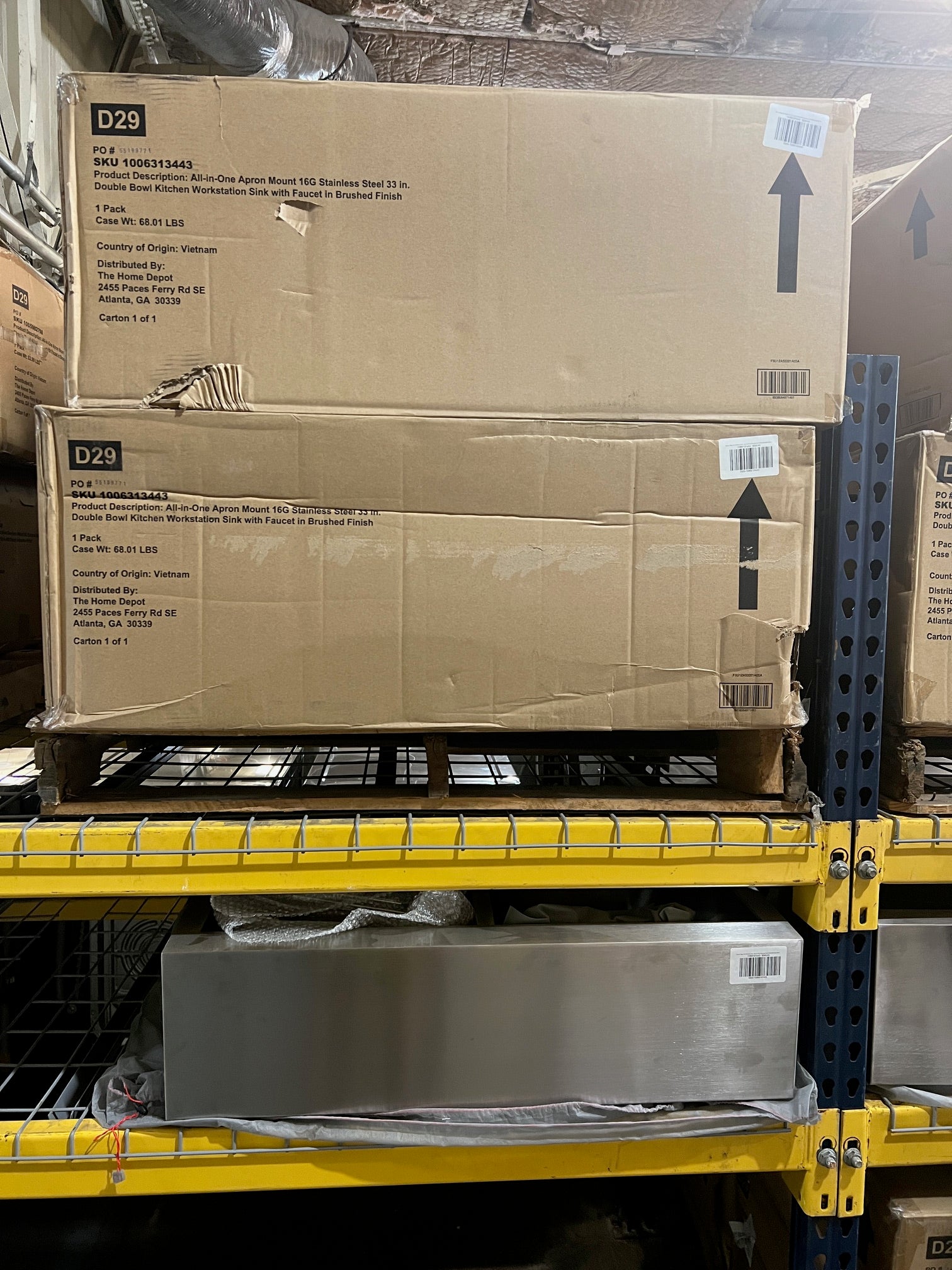 Glacier Bay All-in-One Apron Mount 16G Stainless Steel 33 in. Double Bowl Kitchen Workstation Sink with Faucet in Brushed Finish