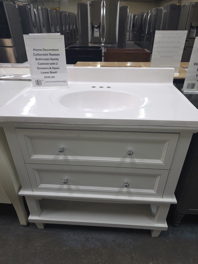 Home Decorators Collection Teasian Bathroom Vanity 36" Cabinet with 2 Drawers & Open Lower Shelf