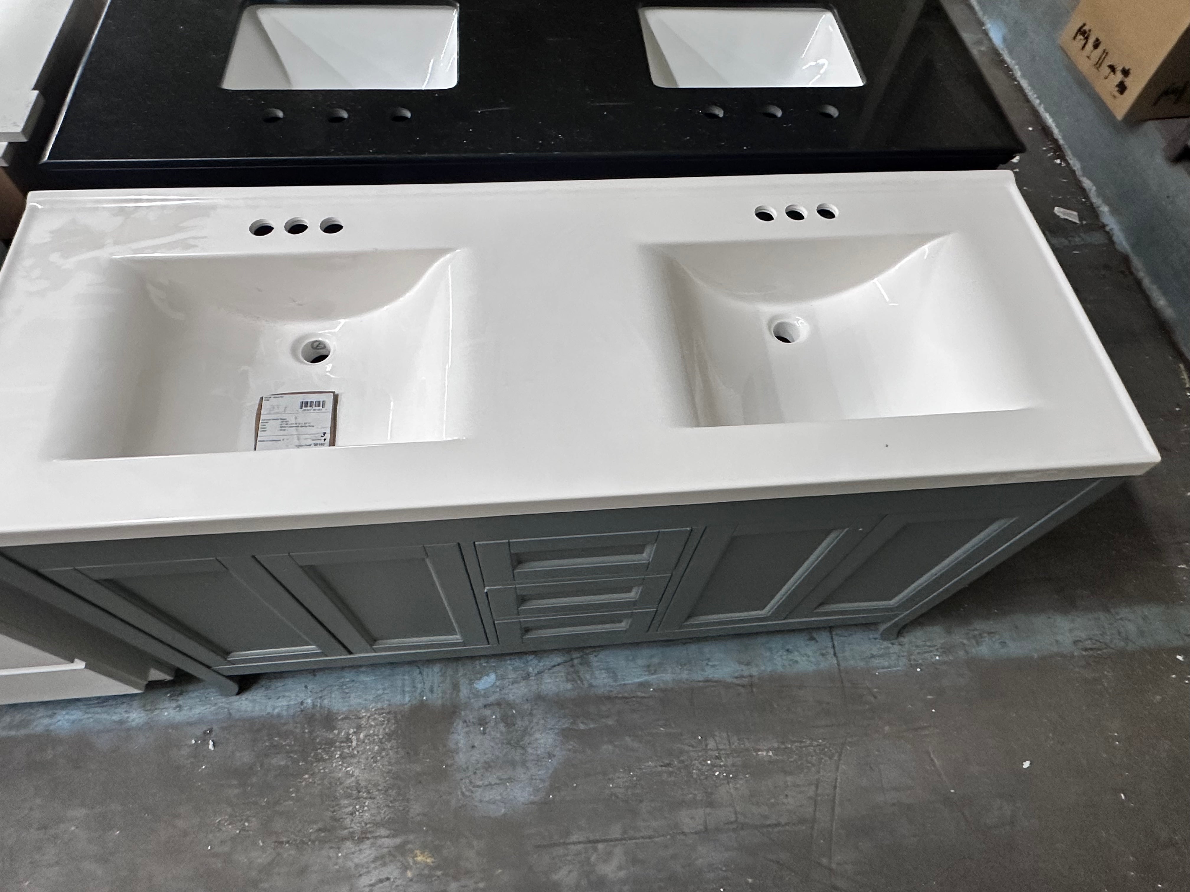Magick Woods Ashwell 60" Vanity Base in Grey – 4 Door / 3 Drawer