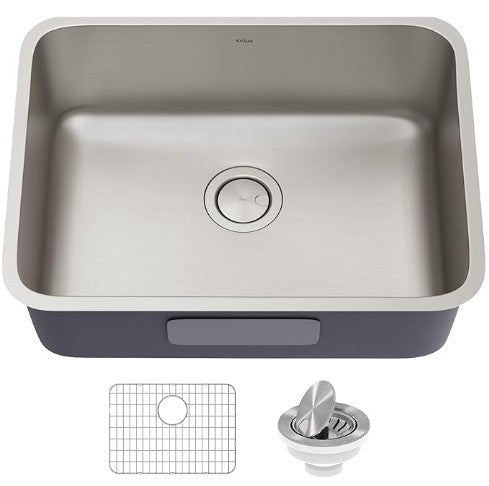 KRAUS Dex 25-inch Undermount 16 Gauge Stainless Steel Single Bowl Kitchen Sink