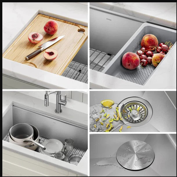 KRAUS 30" Undermount Workstation Kitchen Sink with Pull Down Faucet