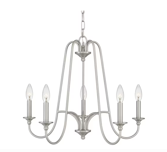 Ashley Harbour Fairway 5 Light Brushed Nickel Transitional Chandelier