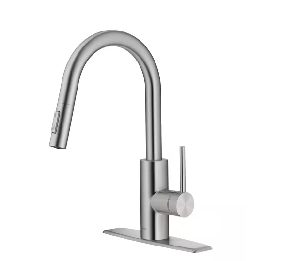 Kraus Oletto Pull-Down Single Handle Kitchen Faucet in Spot Free Stainless Steel