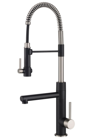 Kraus Artec Pro Single Handle Commercial Kitchen Faucet Stainless Steel and Matte Black