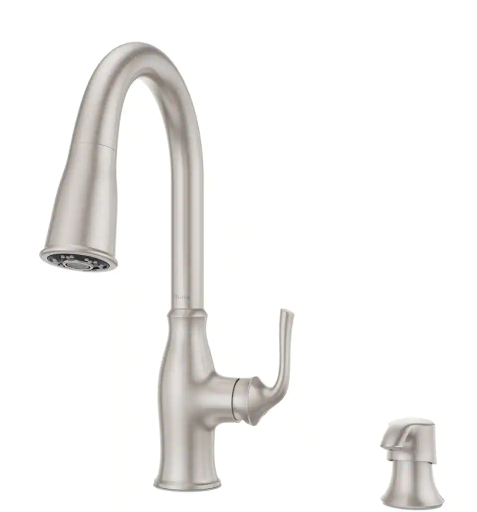 Pfister Rosslyn Single Handle Pull Down Faucet with Deckplate Included in Spot Defense Stainless Steel