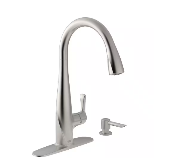 American Standard Lillian Single-Handle Pull-Down Faucet with Soap Dispenser in Stainless Steel