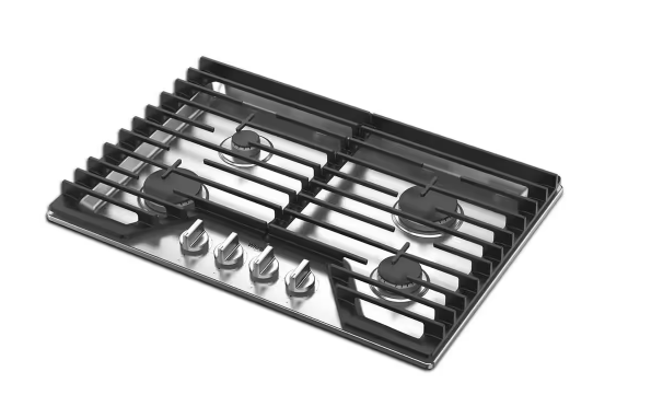 Whirlpool 30 in. 4-Burners Recessed Gas Cooktop in Stainless Steel with SpeedHeat Burner
