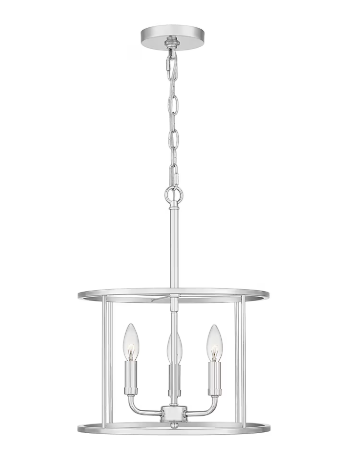 Quoizel Abner 3-Light Polished Chrome Transitional Globe Hanging Pendant Light
