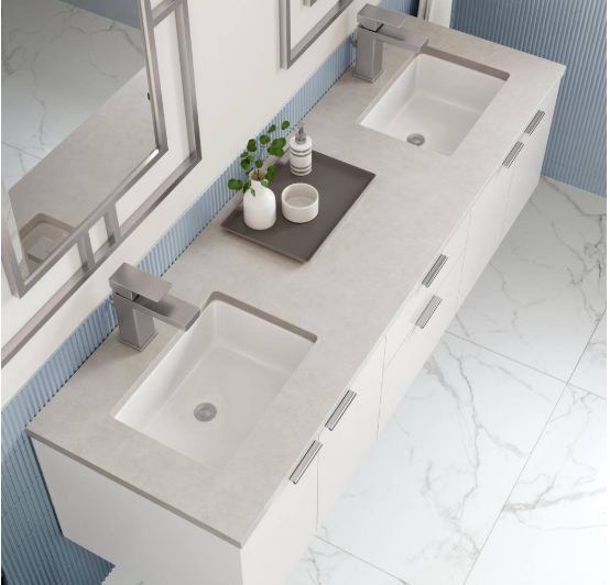 Brearly 72" Double Sink Freestanding Bath Vanity in Glossy White with Pietra Gray Quartz Top