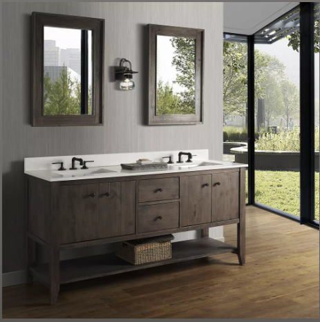 Fairmont Designs River View 72" Double Bowl Open Shelf Vanity - Coffee Bean