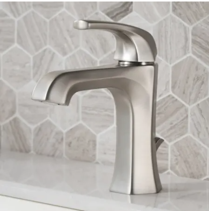 KRAUS Esta Single Handle Basin Bathroom Faucet with Lift Rod Drain in Stainless Steel