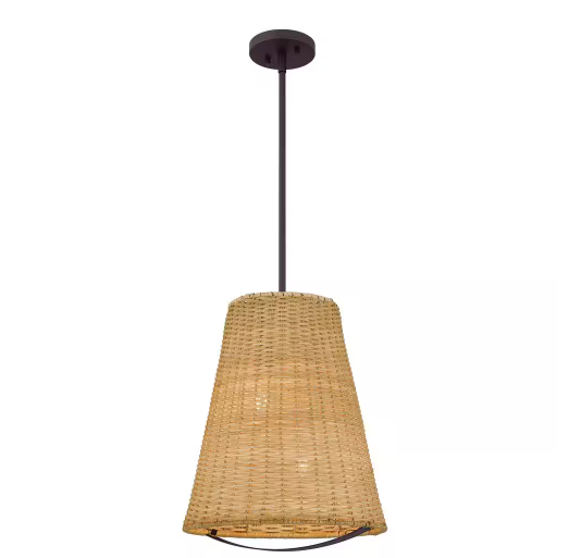 DSI Lighting Cambria 2 Light Pendant with Rattan Shade - Espresso