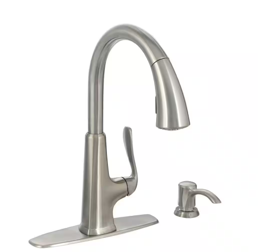 Pfister Pasadena Single-Handle Pull-Down Kitchen Faucet with Soap Dispenser in Stainless Steel