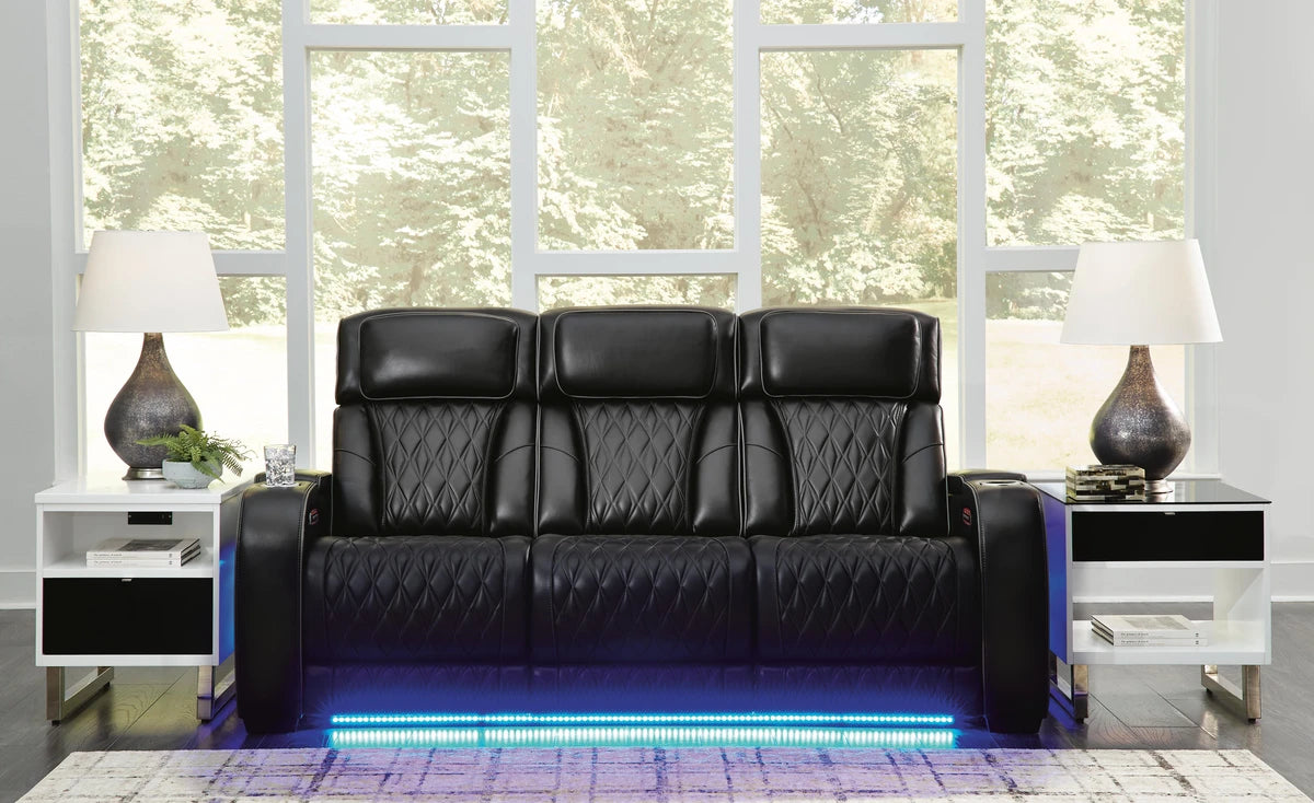 Boyington Dual Power Leather Reclining Sofa {Used}