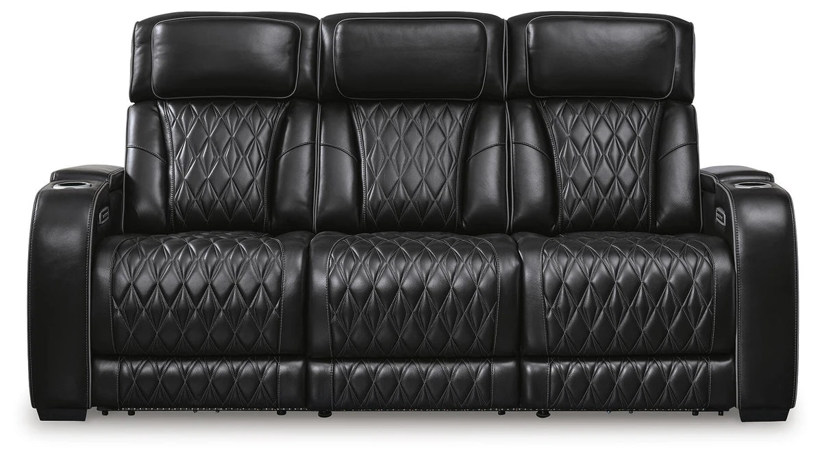 Boyington Dual Power Leather Reclining Sofa {Used}