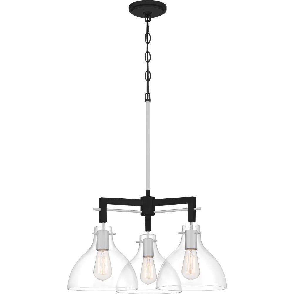 Quoizel Vanguard 3-Light Matte Black & Brushed Nickel Pendant Chandelier