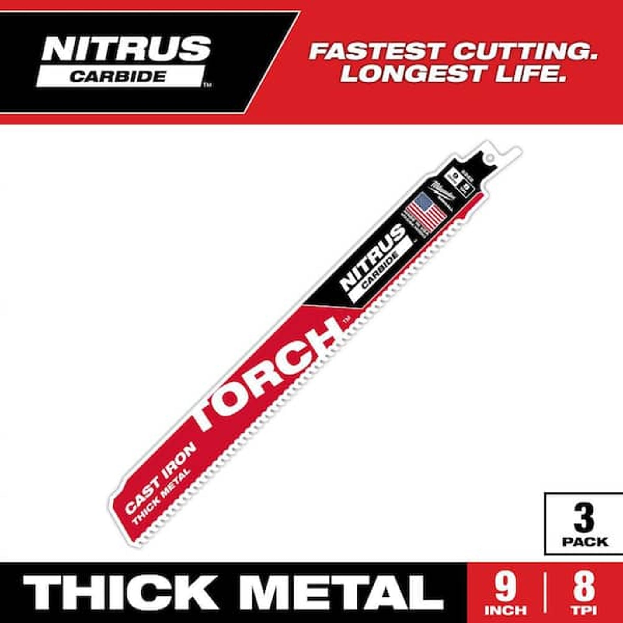 Milwaukee 9" Diamond Grit Torch SAWZALL Blade 0.5"