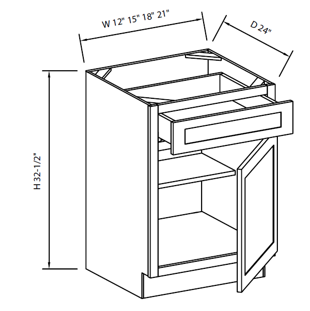 White Shaker 21" Single Door Base Cabinet