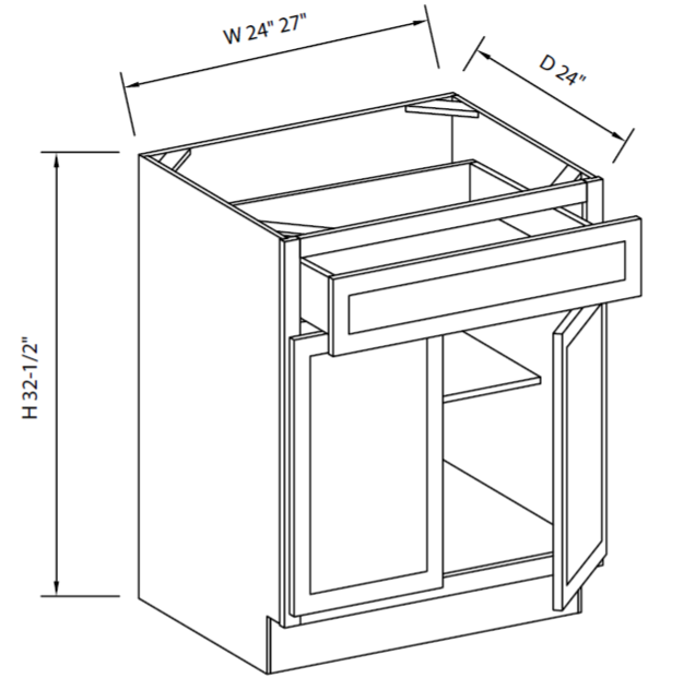 White Shaker 24" Double Door Base Cabinet