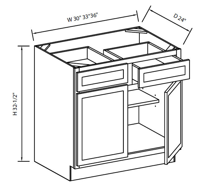 White Shaker 36" Double Door Base Cabinet