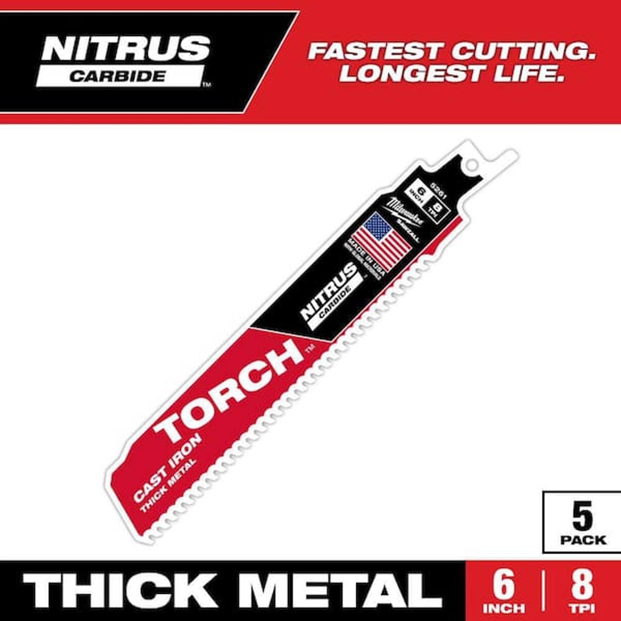Milwaukee 6" 7TPI TORCH NITRUS CARBIDE Saw for Cast Iron