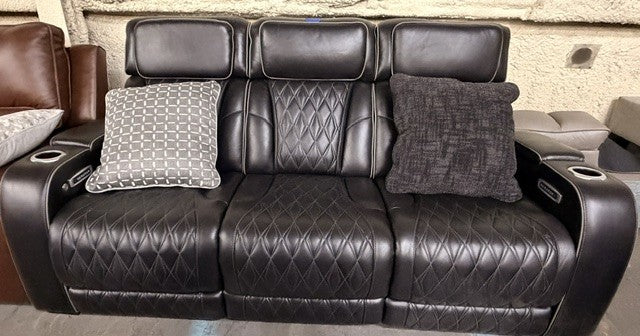 Boyington Dual Power Leather Reclining Sofa {Used}