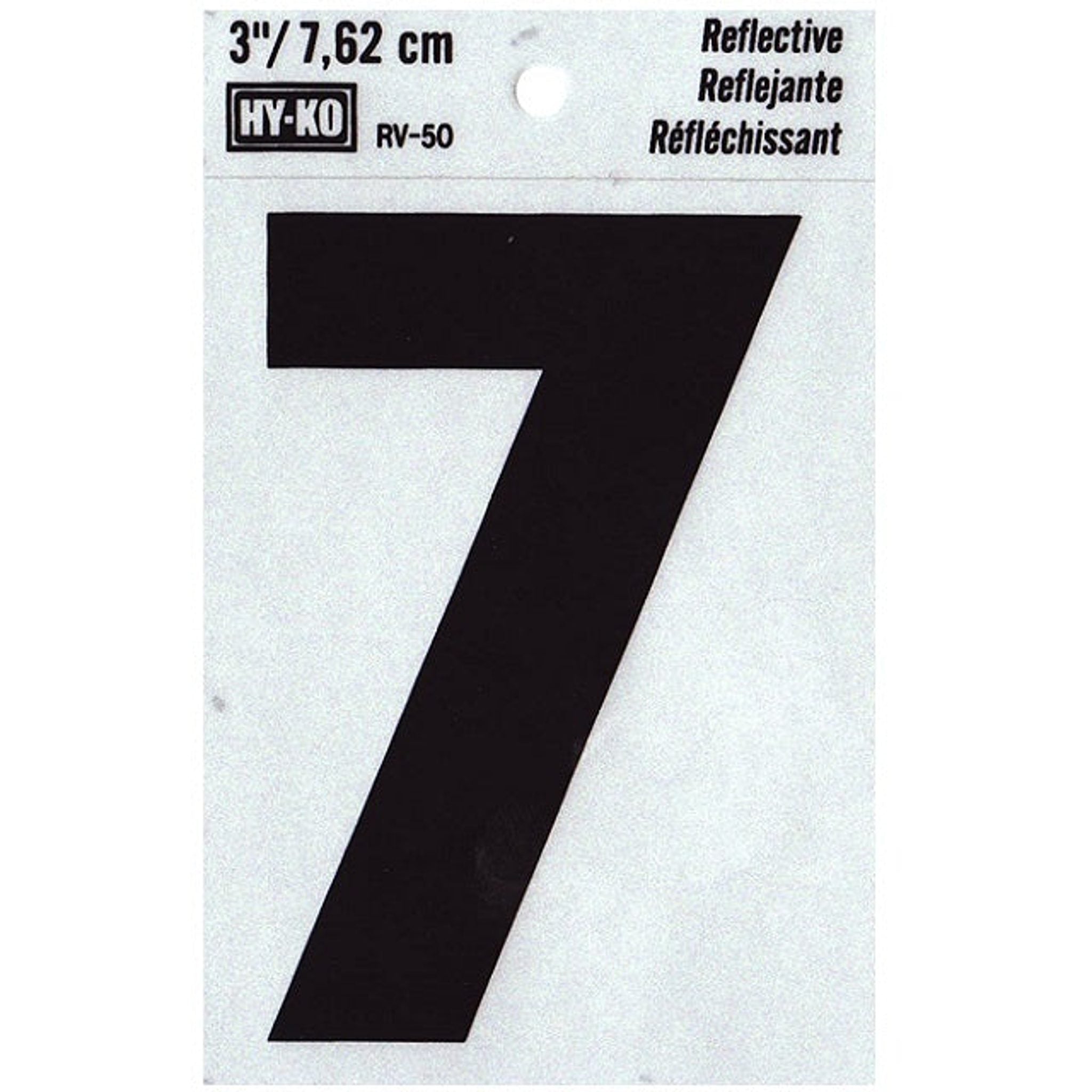 Hy-Ko Reflective Black Vinyl House Address Number 7, 3-in