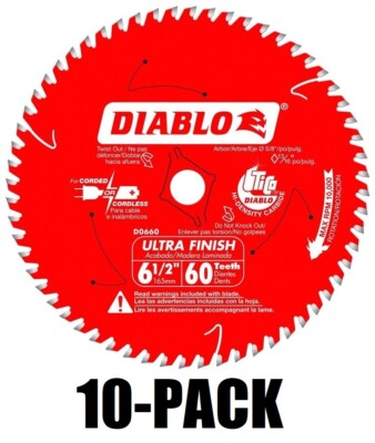 DIABLO 6-1/2 in. Carbide Saw Blade 60 Teeth Pack of 10