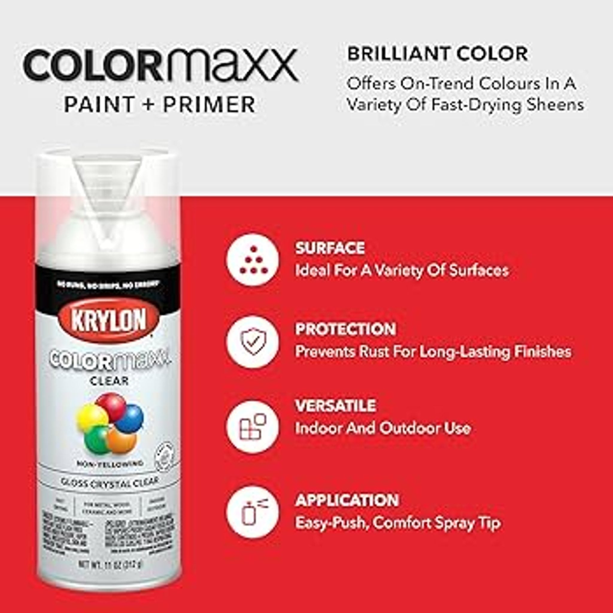 DUPLI-COLOR Colormaxx Spray Paint and Primer, Satin Bright White 12 Oz can Krylon