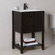 Bellaterra Home Redondo 24 in. Single Sink Vanity in Sable Walnut with White Ceramic Top