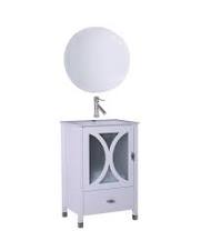 Bellaterra Home 24 in. White Single Sink Bathroom Vanity with Ceramic Top