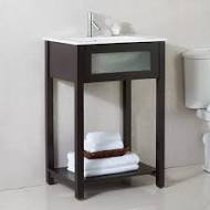 Bellaterra Home 24 in. Single Sink Vanity in Espresso with White Ceramic Top