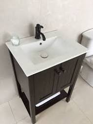 Bellaterra Home Redondo 24 in. Single Sink Vanity in Sable Walnut with White Ceramic Top
