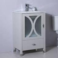 Bellaterra Home 24 in. White Single Sink Bathroom Vanity with Ceramic Top