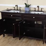 Bellaterra Home Dark mahogany 2 Sink Vanity + Black Granite Top