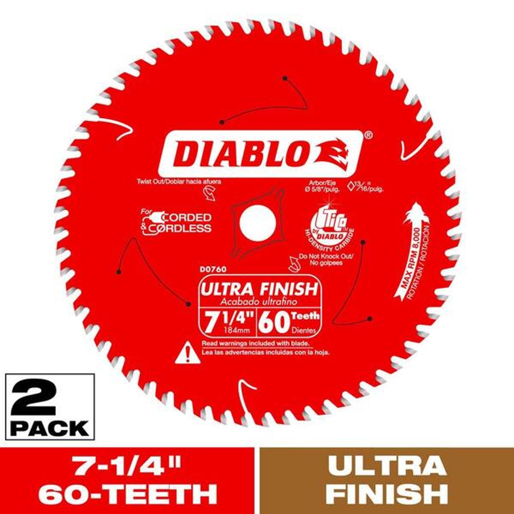 DIABLO 6-1/2 in. Carbide Saw Blade 60 Teeth Pack of 10