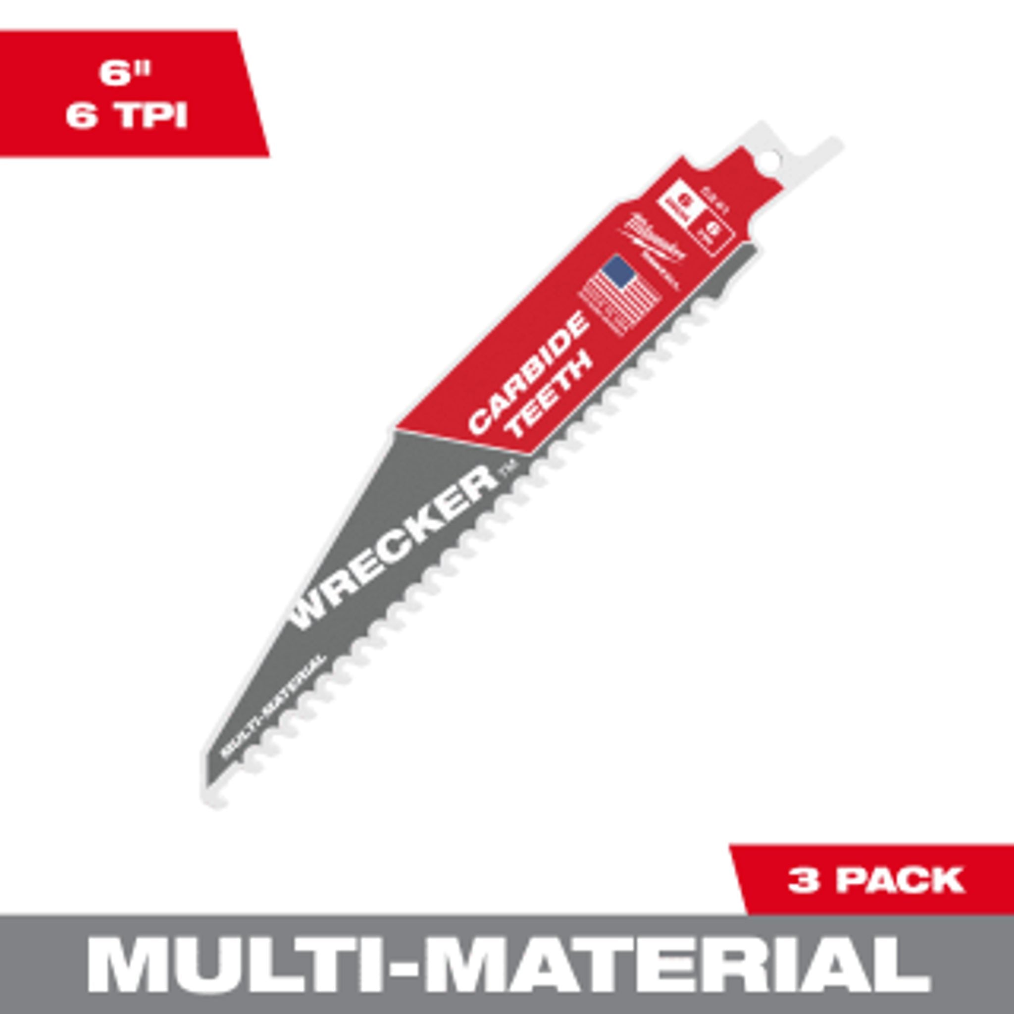 Milwaukee 6" WRECKER SAWZALL Blade with Carbide Teeth