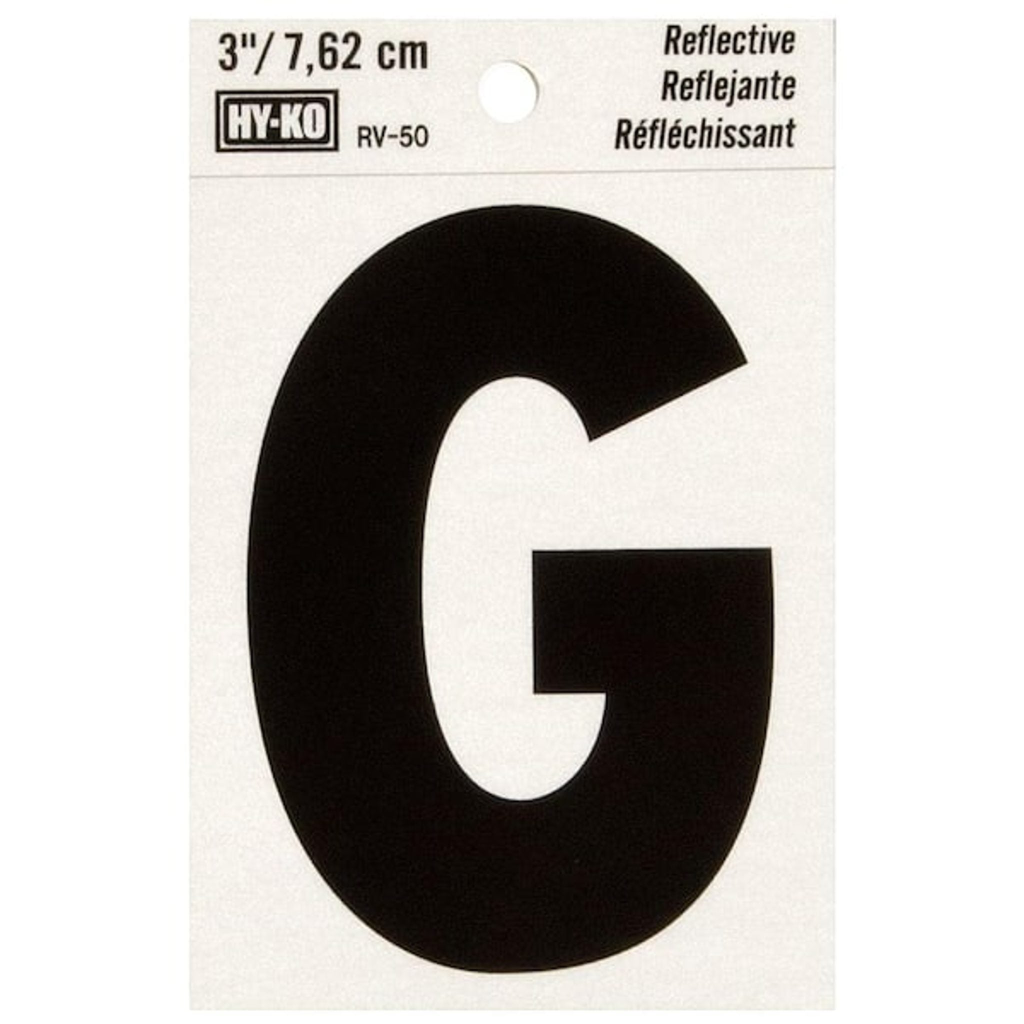 Hy-Ko Reflective Adhesive House Address Letter G, 3-In Black/Silver