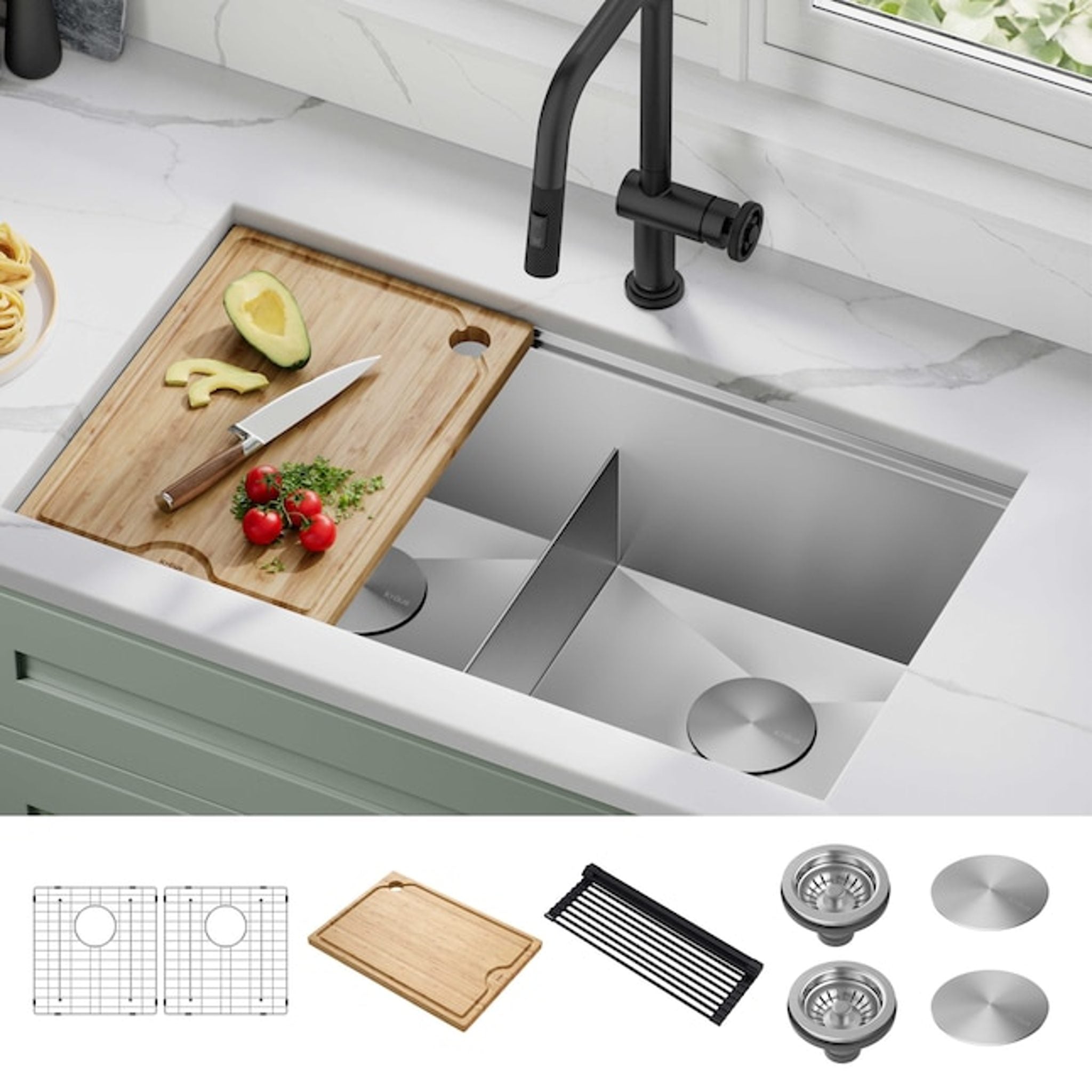 Kraus Kore 33" Double Basin Stainless Steel Kitchen Sink