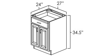 Rustic Hickory 27" Double Door Base Cabinet