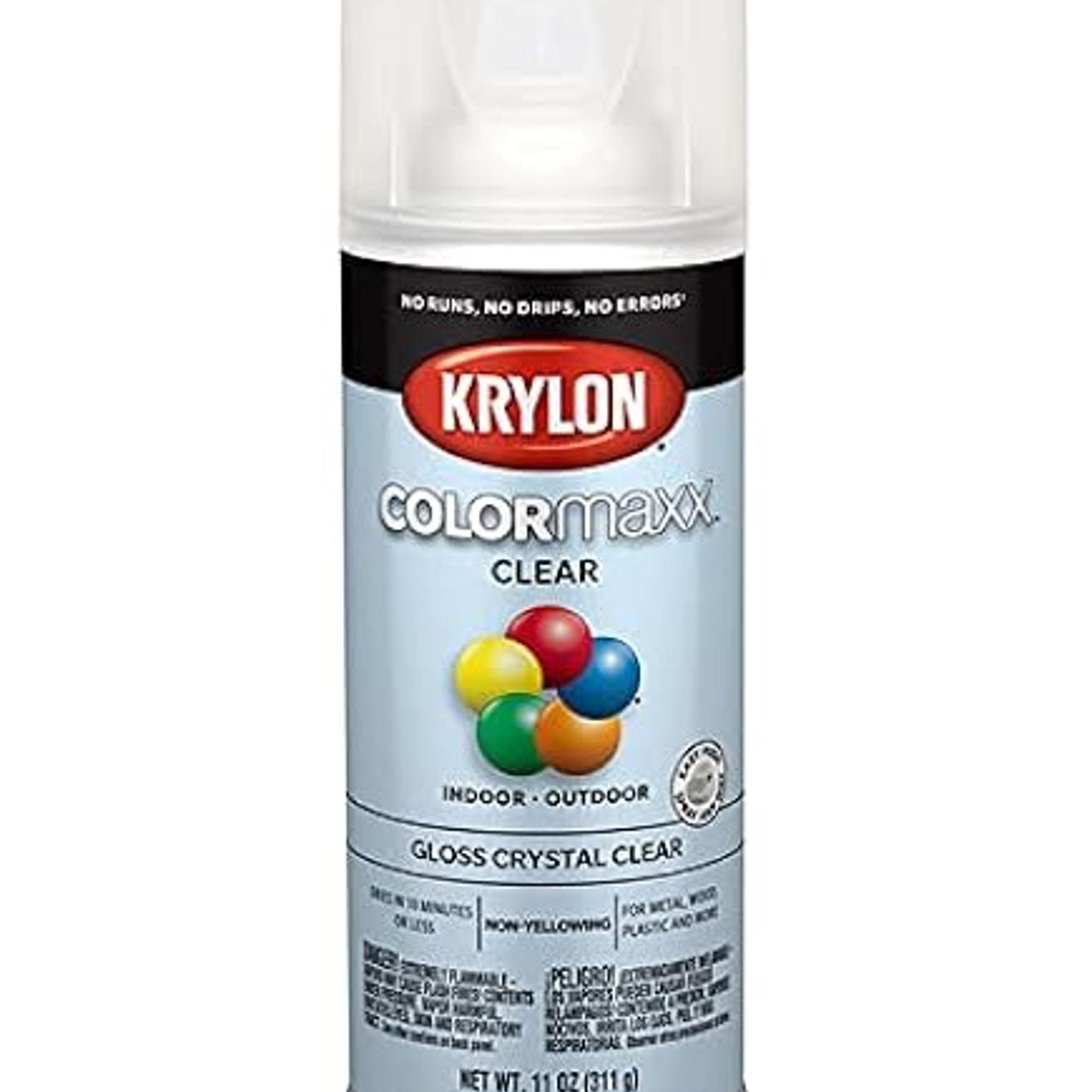 Krylon Colormaxx Gloss Crystal Clear Paint Primer, 11 oz