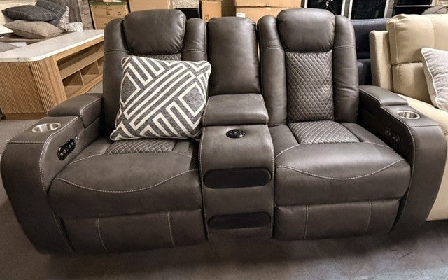 Fyne-Dyme Dual Power Reclining Loveseat with Audio Console